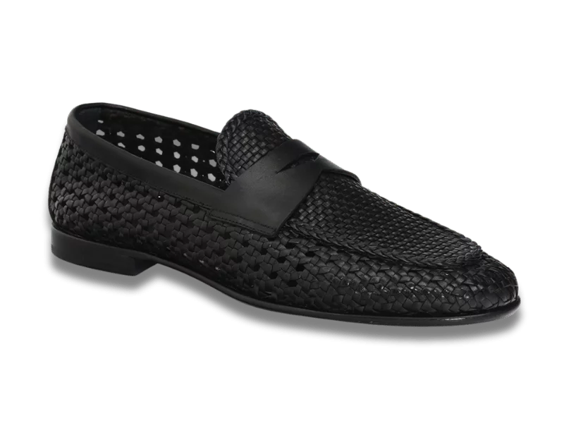 Trust Shoes Men Emin Shoes Black Knitted Leather Men's Classic Shoes