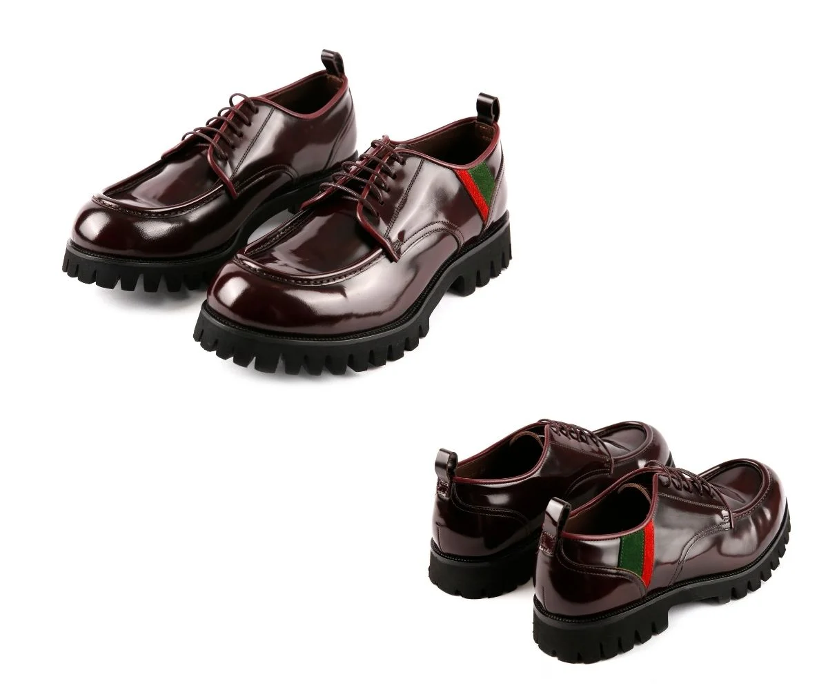 Trust Shoes Men Bağcıklı Bordo Rugan Deri Erkek Casual Ayakkabı