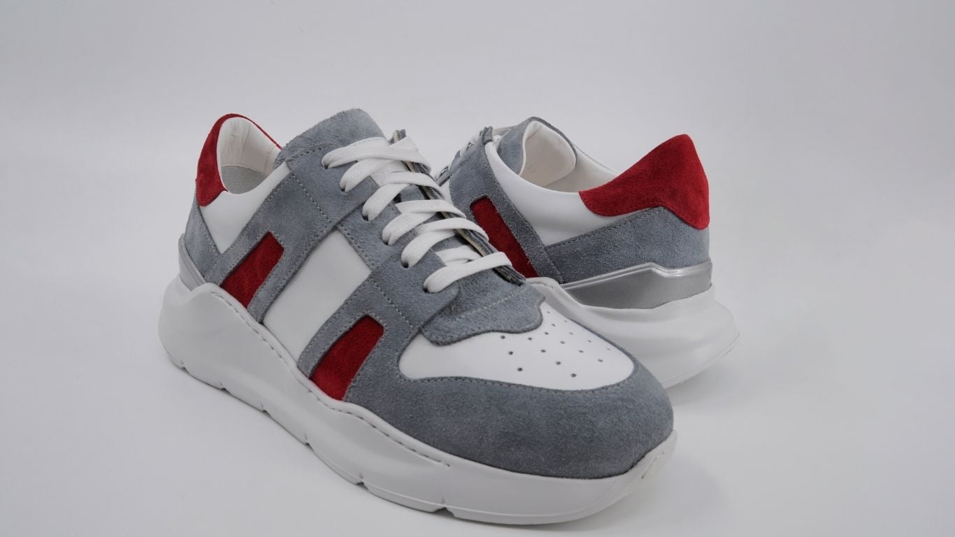 Trust Shoes Men Gri Beyaz Erkek Bağcıklı Spor Ayakkabı