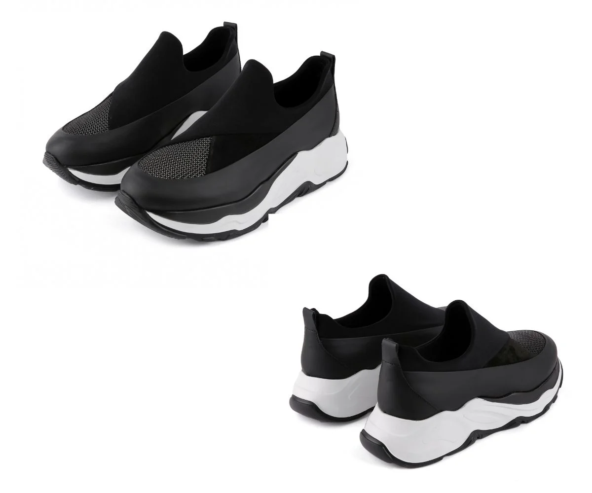 Trust Shoes Men Likralı Siyah Gri Erkek Spor Ayakkabı