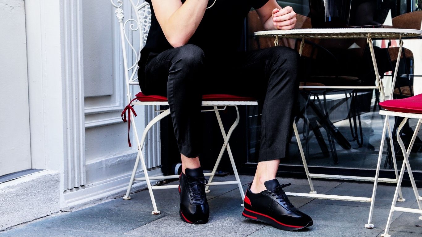 Trust Shoes Men Bağcıklı Siyah Spor Ayakkabı