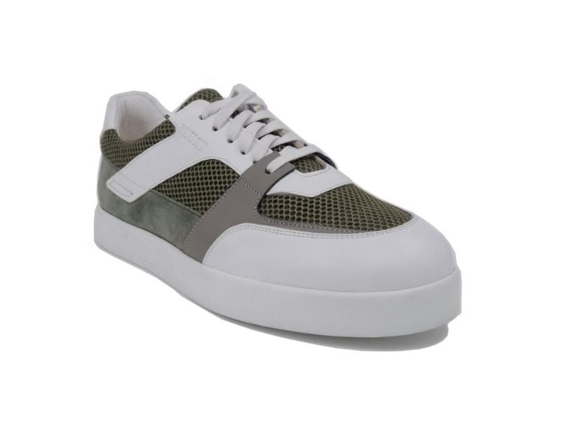 Trust Shoes Men Bağcıklı Beyaz Haki Erkek Deri Spor Ayakkabı