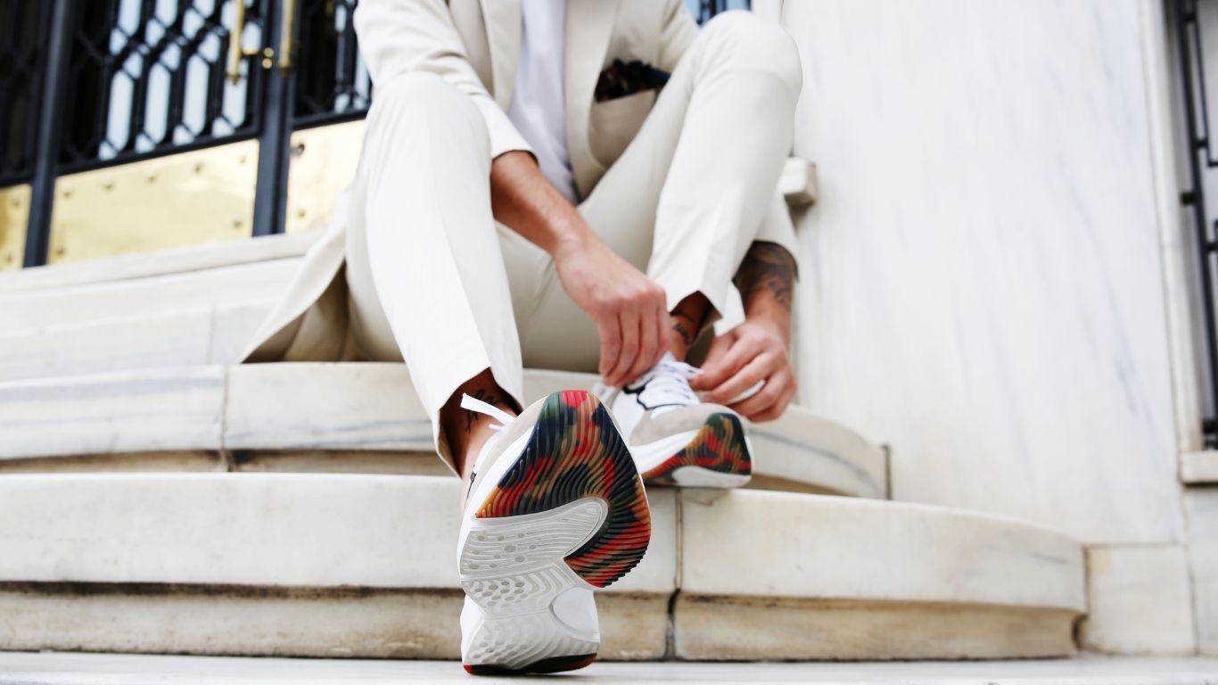 Trust Shoes Men Bağcıklı Beyaz Sneakers Erkek Spor Ayakkabı