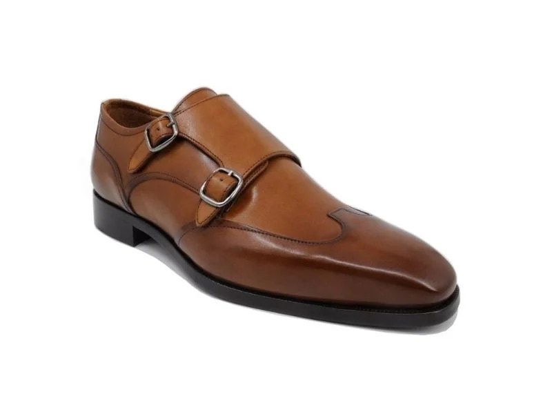 Trust Shoes Men Brown Monk Strap Double Buckle Laced Men's Classic Shoes