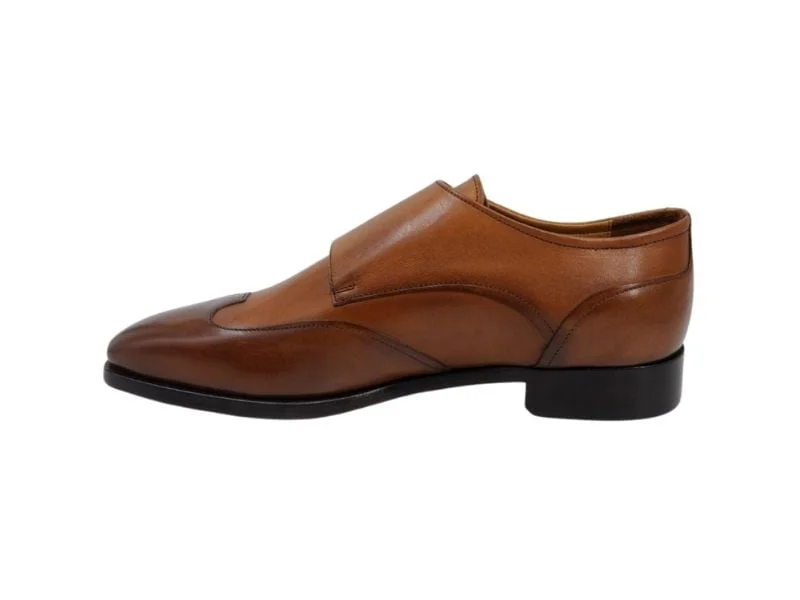 Trust Shoes Men Brown Monk Strap Double Buckle Laced Men's Classic Shoes