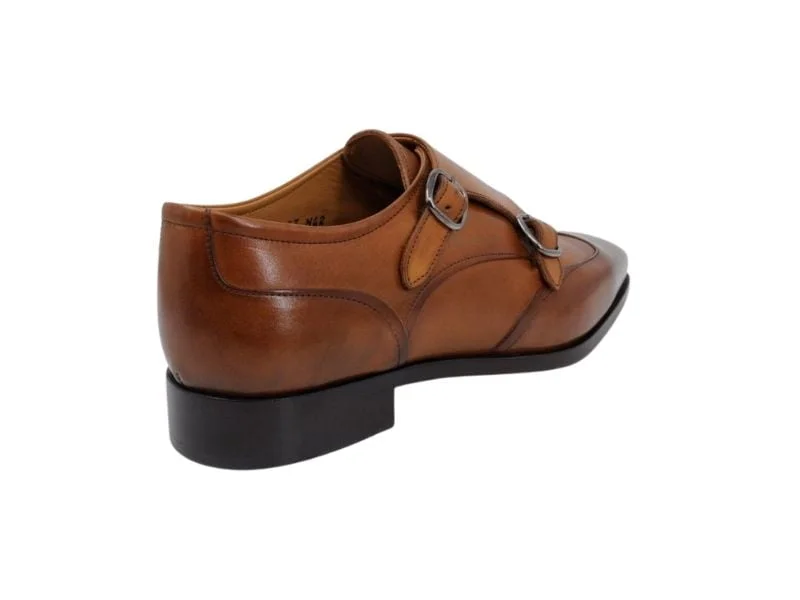 Trust Shoes Men Brown Monk Strap Double Buckle Laced Men's Classic Shoes