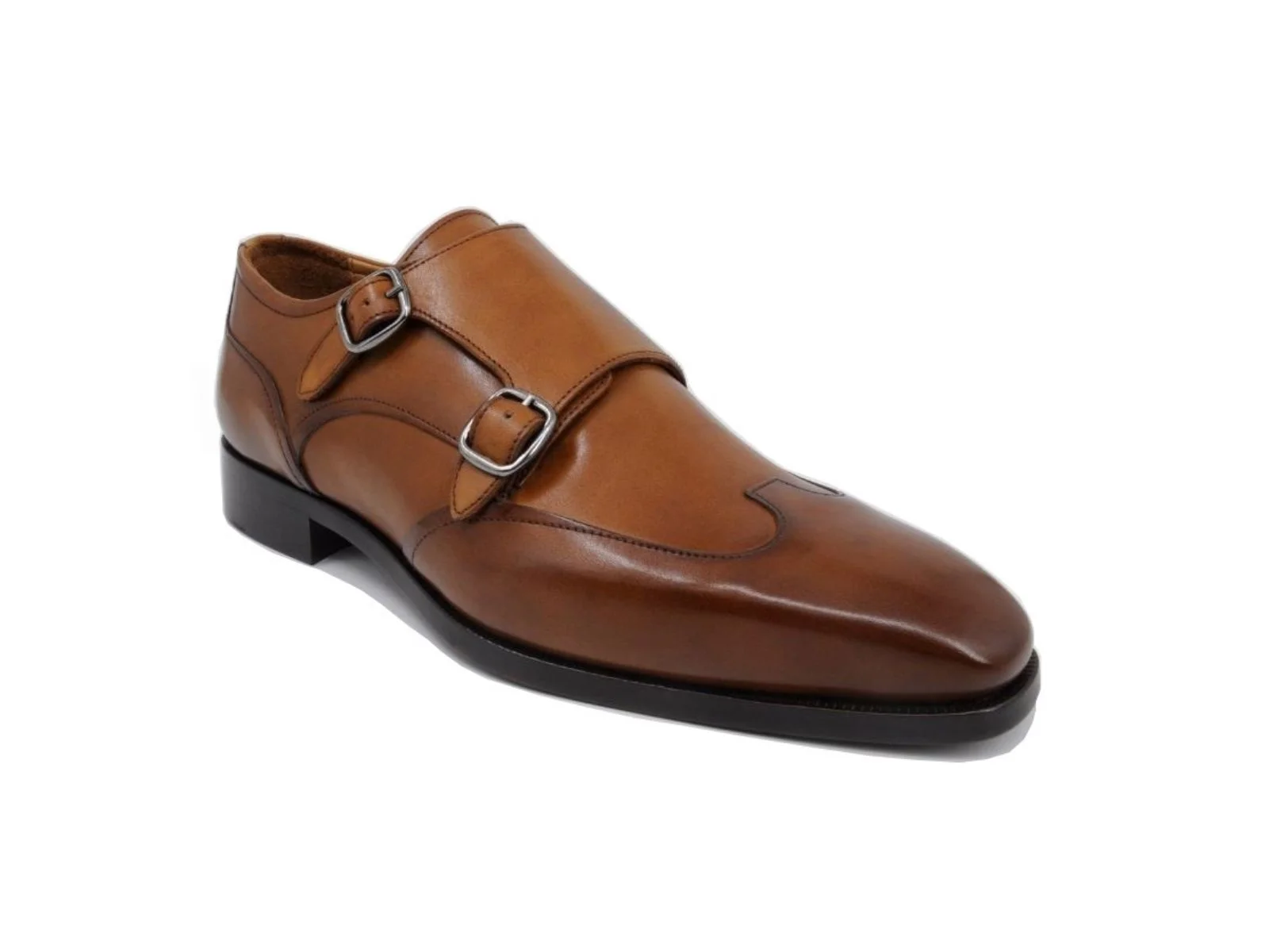 Trust Shoes Men Brown Monk Strap Double Buckle Laced Men's Classic Shoes