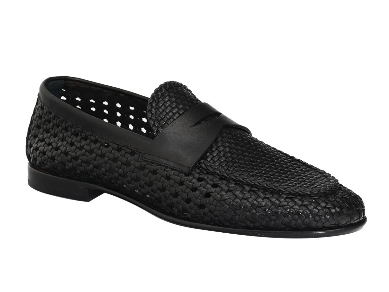 Trust Shoes Men Knit Leather Black Men's Classic Shoes