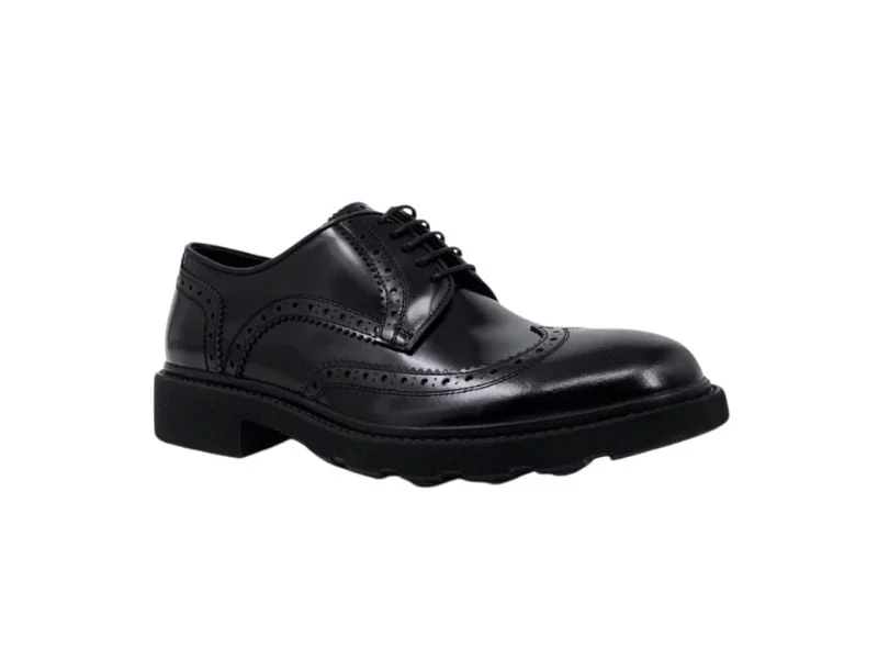 Trust Shoes Мужская черная мужская кожаная повседневная обувь на шнуровке с шипами