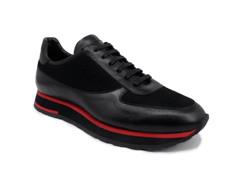 Trust Shoes Men Bağcıklı Siyah Erkek Deri Spor Ayakkabı