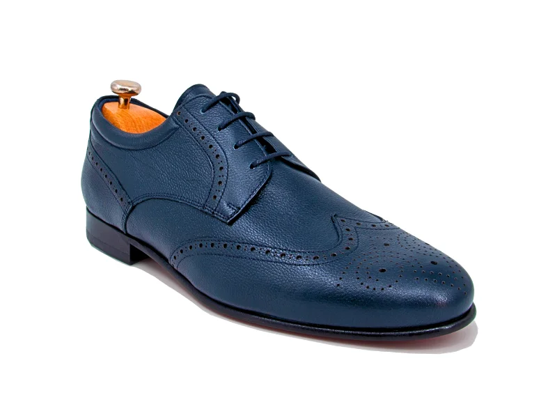 Trust Shoes Men Laced Studded Navy Men's Leather Classic Shoes