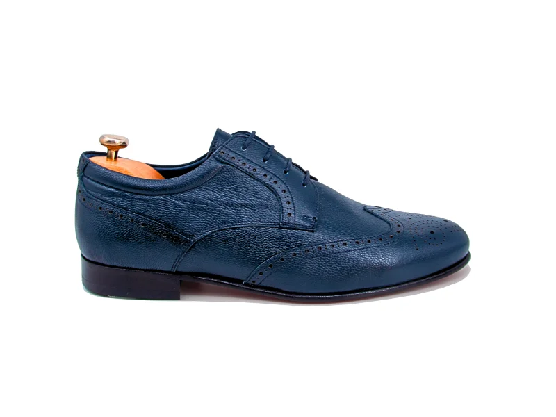 Trust Shoes Men Laced Studded Navy Men's Leather Classic Shoes