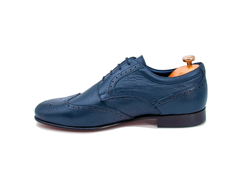 Trust Shoes Men Laced Studded Navy Men's Leather Classic Shoes