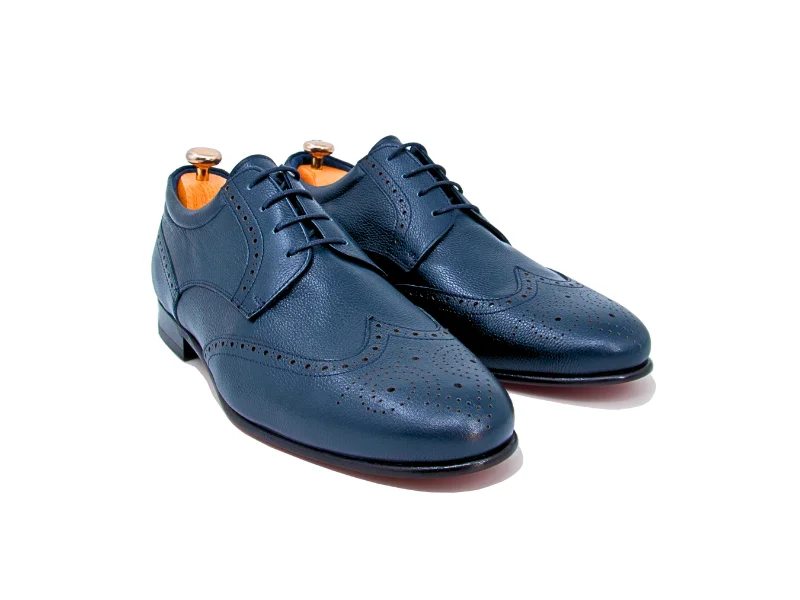 Trust Shoes Men Laced Studded Navy Men's Leather Classic Shoes