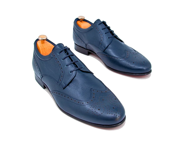 Trust Shoes Men Laced Studded Navy Men's Leather Classic Shoes