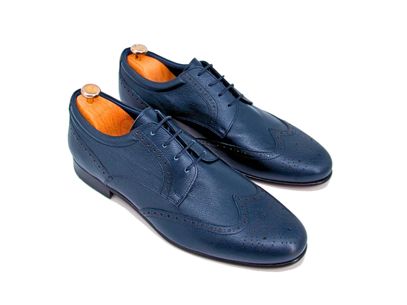 Trust Shoes Men Laced Studded Navy Men's Leather Classic Shoes