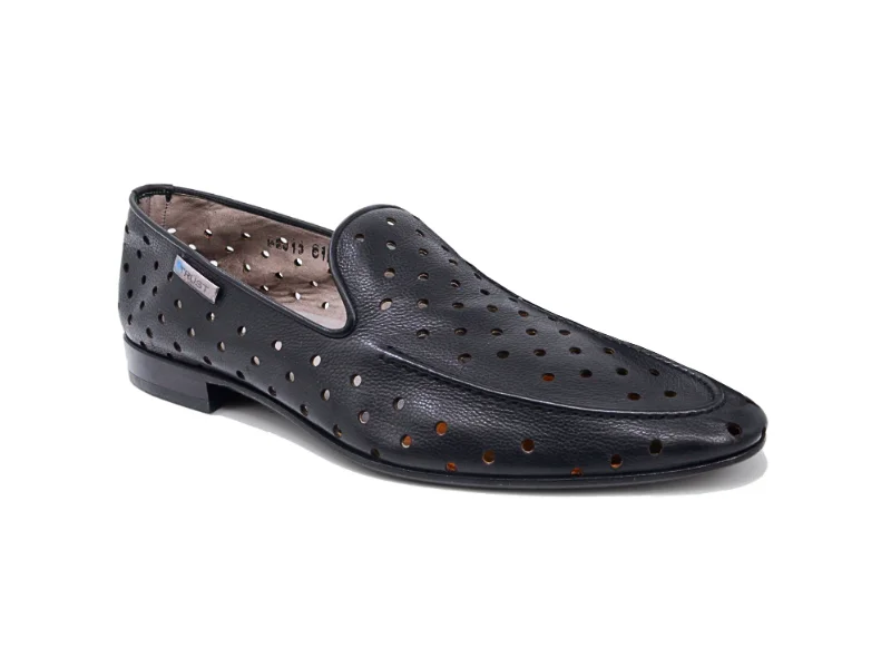 Trust Shoes Men Black Perforated Leather Men's Summer Classic Shoes