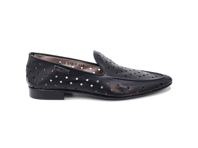 Trust Shoes Men Black Perforated Leather Men's Summer Classic Shoes