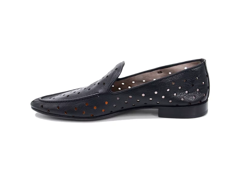 Trust Shoes Men Black Perforated Leather Men's Summer Classic Shoes