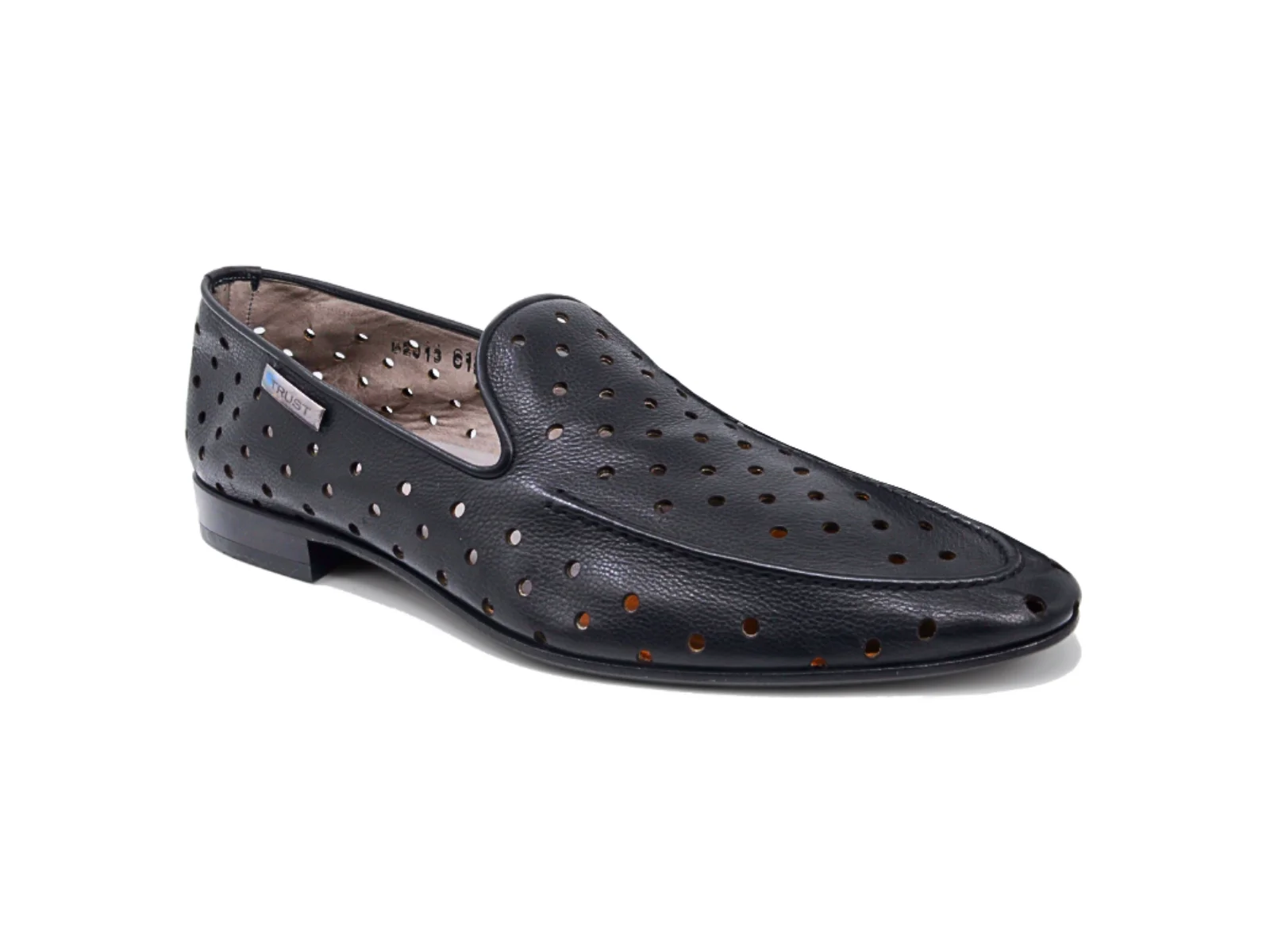 Trust Shoes Men Black Perforated Leather Men's Summer Classic Shoes