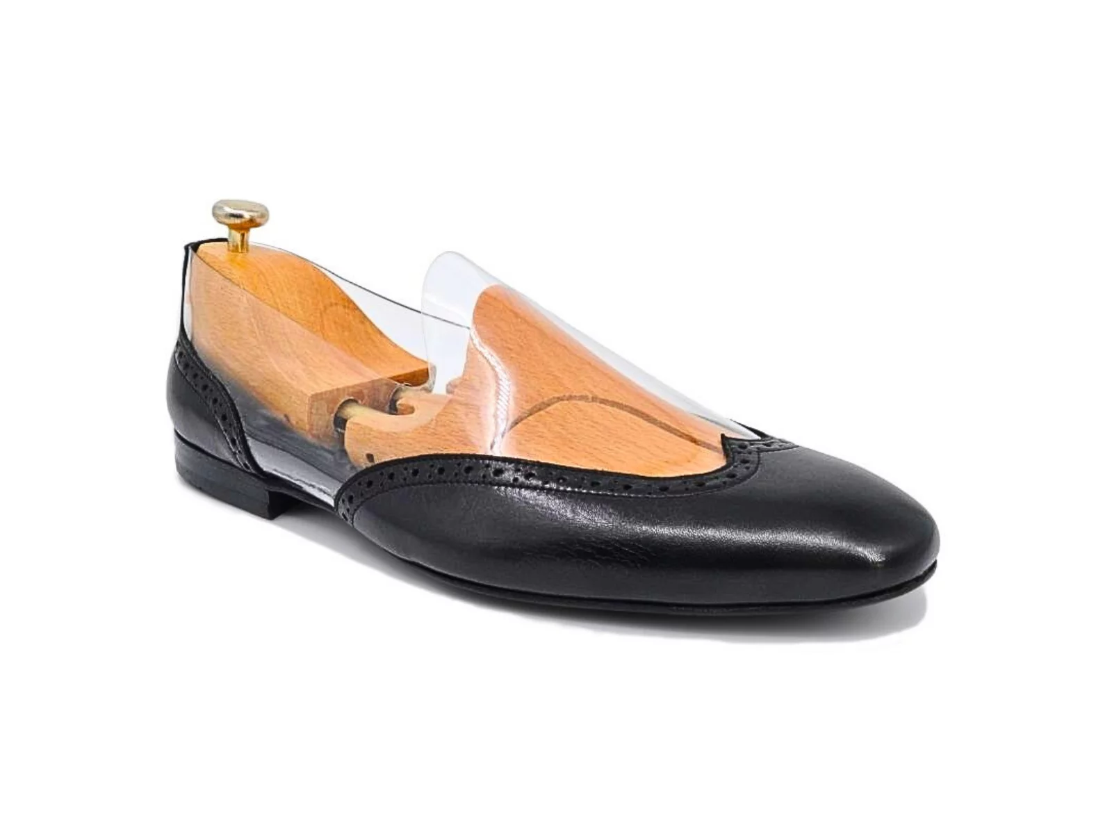Trust Shoes Men Black Leather Transparent Men's Summer Classic Shoes