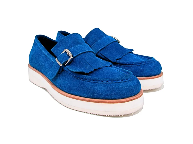 Trust Shoes Мужская пряжка Sax Blue Мужская замшевая кожаная повседневная обувь