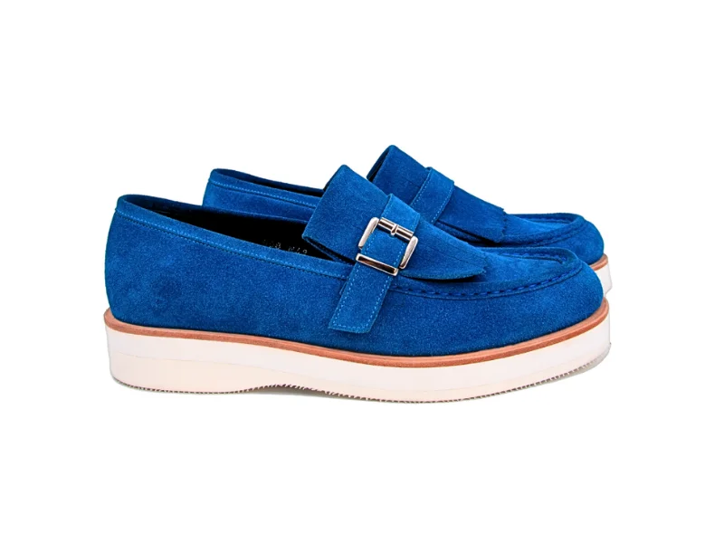 Trust Shoes Мужская пряжка Sax Blue Мужская замшевая кожаная повседневная обувь