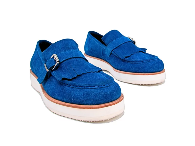 Trust Shoes Мужская пряжка Sax Blue Мужская замшевая кожаная повседневная обувь