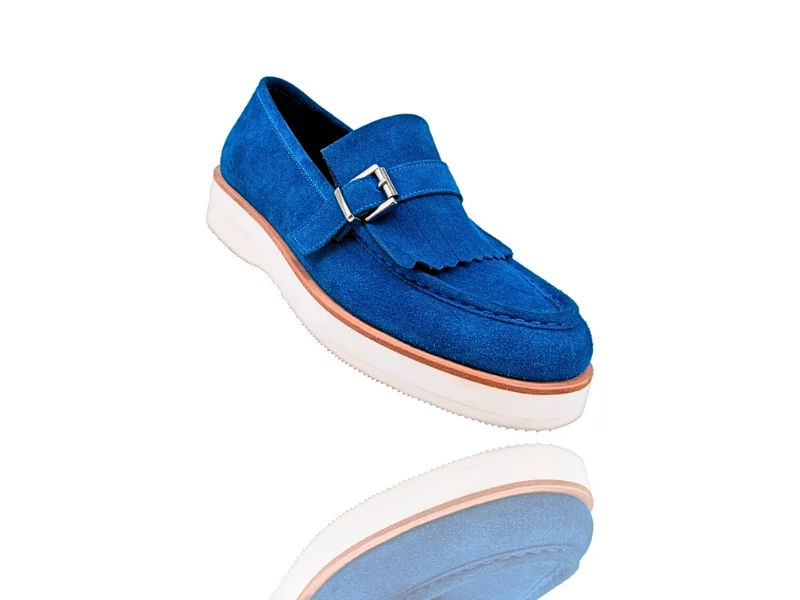 Trust Shoes Мужская пряжка Sax Blue Мужская замшевая кожаная повседневная обувь