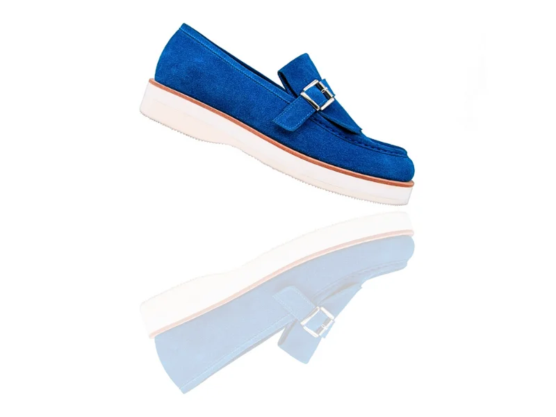 Trust Shoes Мужская пряжка Sax Blue Мужская замшевая кожаная повседневная обувь
