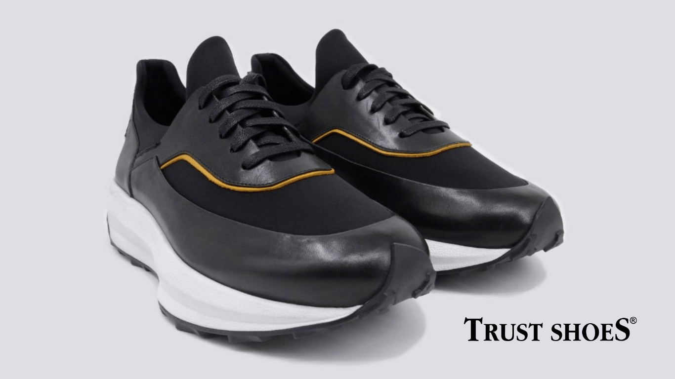 Trust Shoes Men Black Analin Deri Spor Ayakkabı