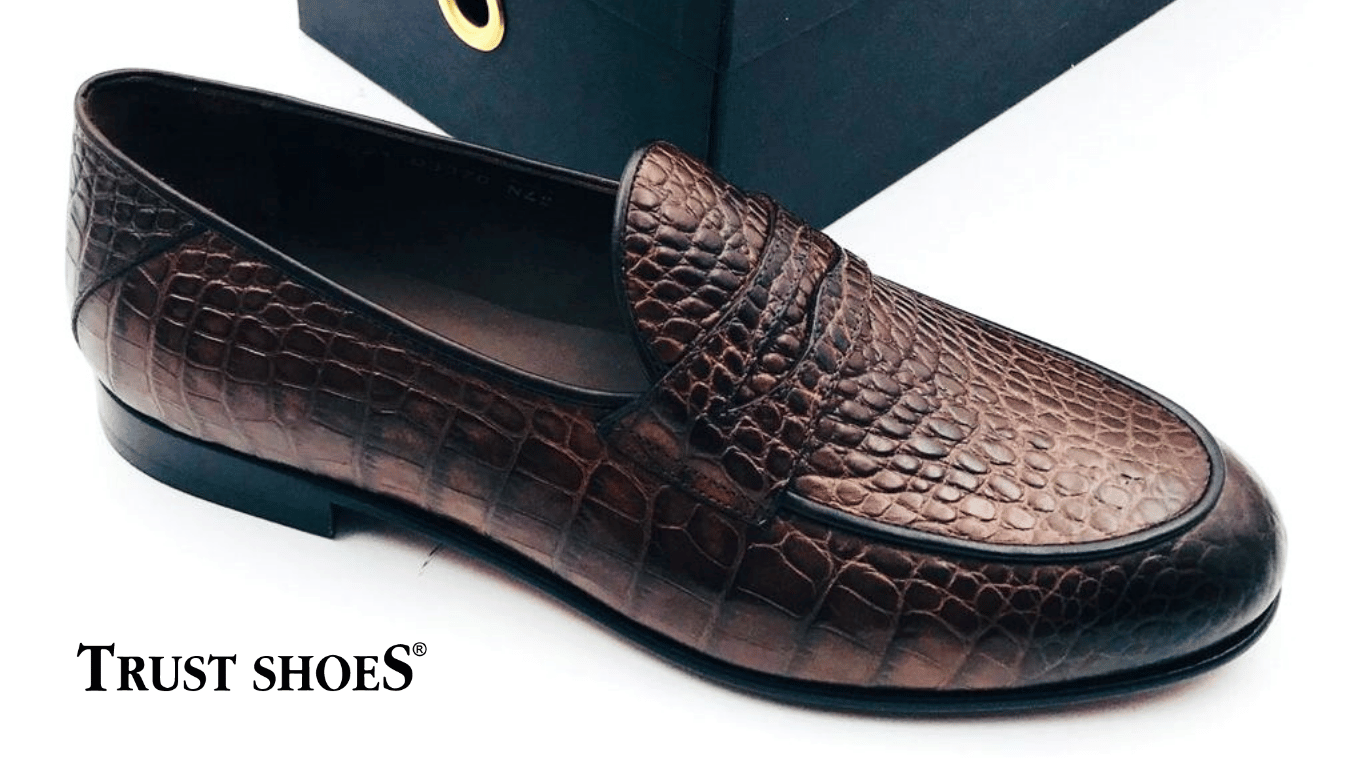 Trust Shoes Men Croco Timsah Deri Erkek Loafer