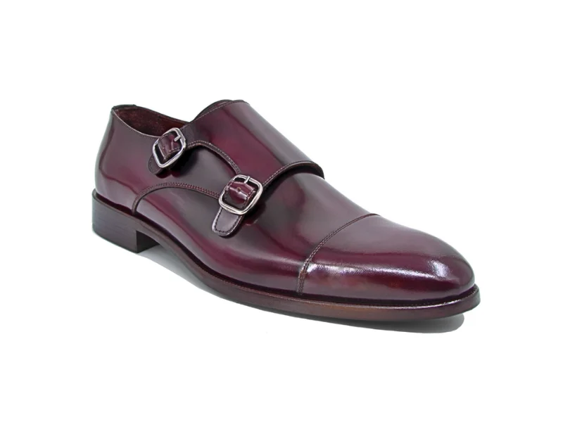 Trust Shoes Men Monk Strap Claret Red Men's Classic Leather Shoes