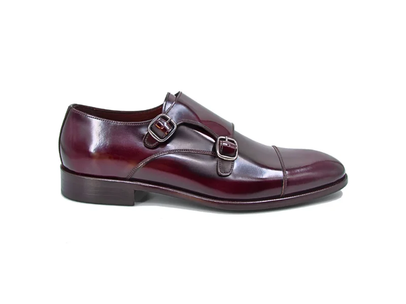 Trust Shoes Men Monk Strap Claret Red Men's Classic Leather Shoes