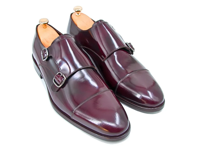 Trust Shoes Men Monk Strap Claret Red Men's Classic Leather Shoes