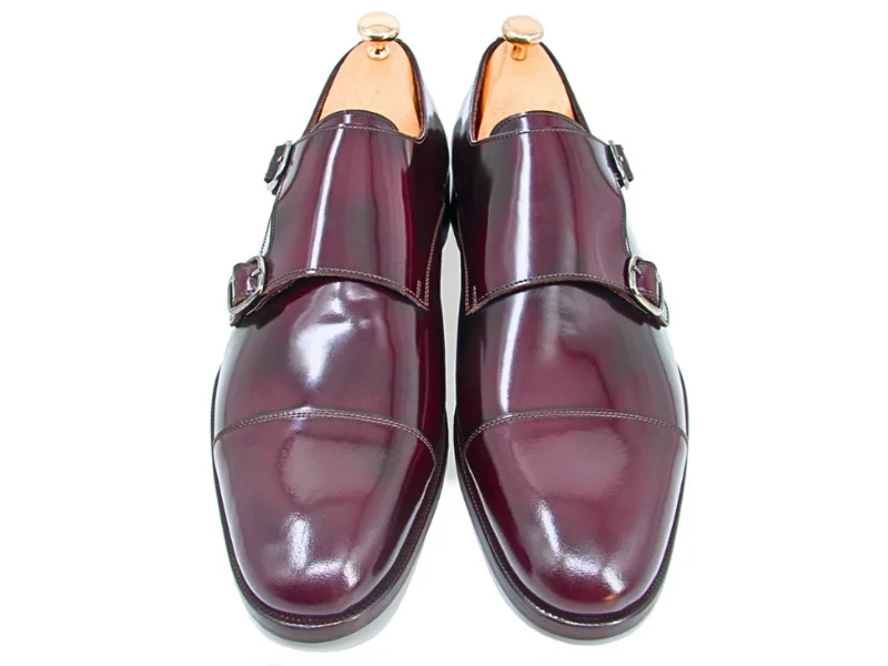 Trust Shoes Men Monk Strap Claret Red Men's Classic Leather Shoes