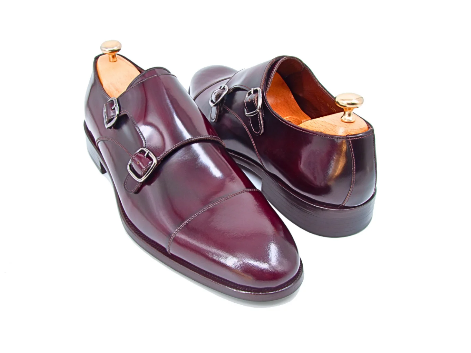 Trust Shoes Men Monk Strap Claret Red Men's Classic Leather Shoes