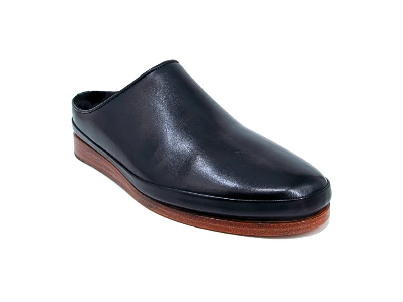 Trust Shoes Men Black Leather Sabo Shoes