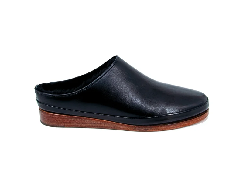Trust Shoes Men Black Leather Sabo Shoes