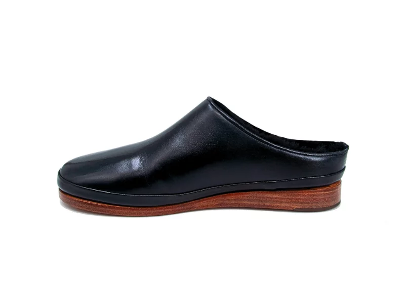 Trust Shoes Men Black Leather Sabo Shoes