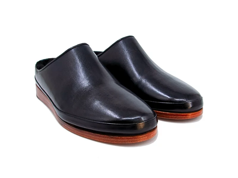 Trust Shoes Men Black Leather Sabo Shoes