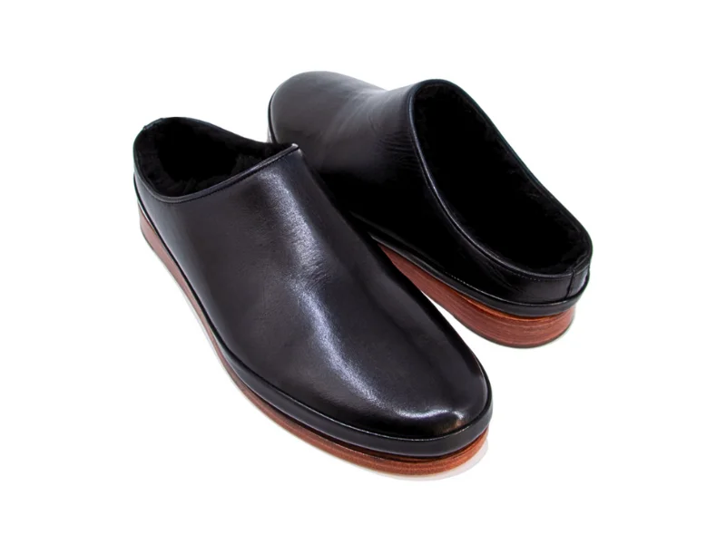 Trust Shoes Men Black Leather Sabo Shoes
