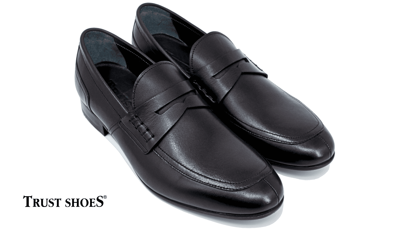Trust Shoes Men Kuşaklı Siyah Deri Erkek Kundura Ayakkabı